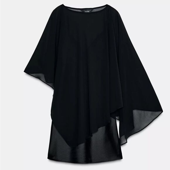 Zara Dresses & Skirts - ZARA SHORT SATIN EFFECT CAPE DRESS